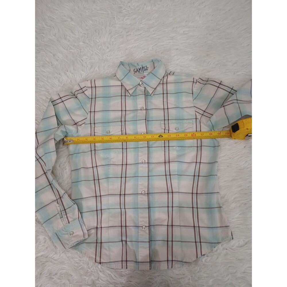 Roper Girls Pearl Snap Western Long Sleeve Shirt Blue & Gray Shimmer Size S - Picture 5 of 8